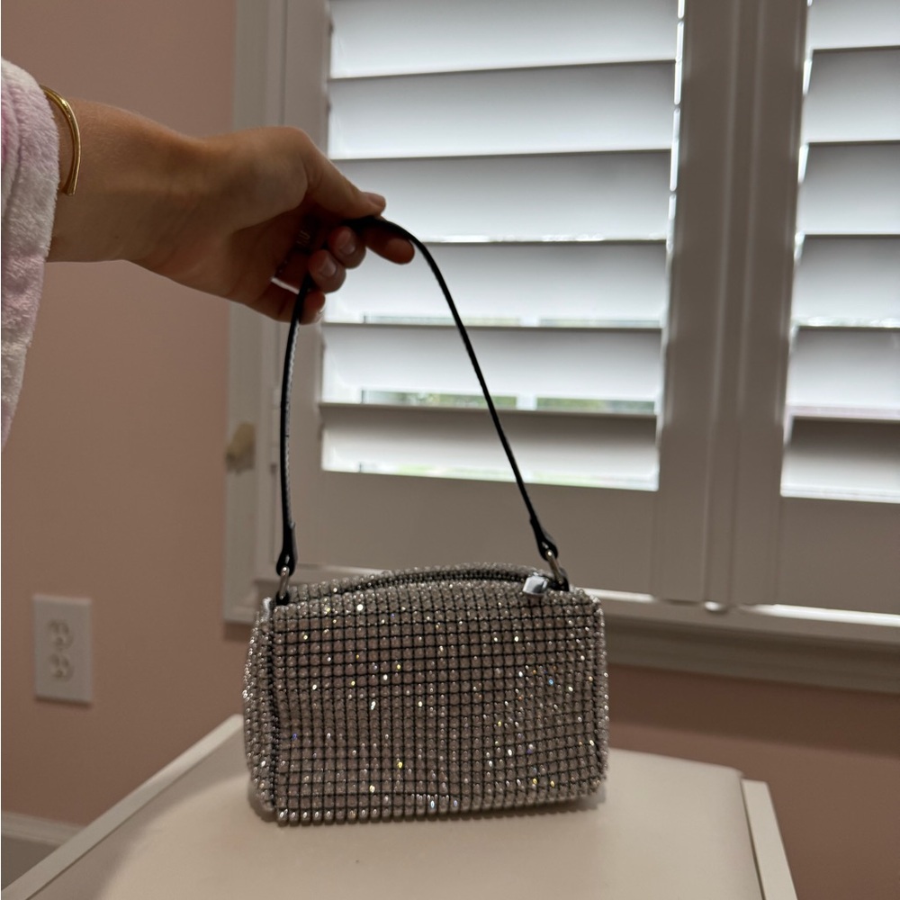 Elegant Silver Crystal-Embellished Women's Bag
